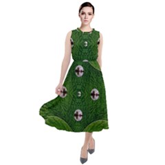 One Island In A Safe Environment Of Eternity Green Round Neck Boho Dress by pepitasart