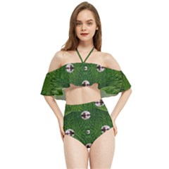 One Island In A Safe Environment Of Eternity Green Halter Flowy Bikini Set  by pepitasart