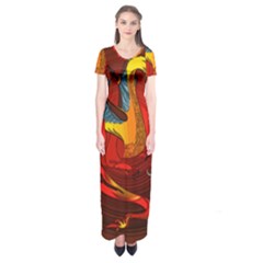 Dragon Metallizer Short Sleeve Maxi Dress