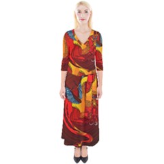 Dragon Metallizer Quarter Sleeve Wrap Maxi Dress by HermanTelo