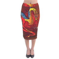 Dragon Metallizer Velvet Midi Pencil Skirt by HermanTelo