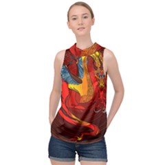 Dragon Metallizer High Neck Satin Top