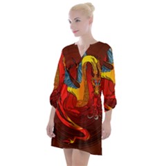 Dragon Metallizer Open Neck Shift Dress