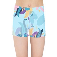 Nature Leaves Plant Background Kids  Sports Shorts by Mariart