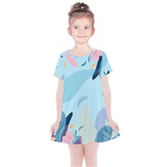 Nature Leaves Plant Background Kids  Simple Cotton Dress