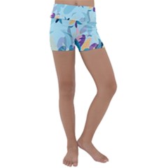 Nature Leaves Plant Background Kids  Lightweight Velour Yoga Shorts by Mariart