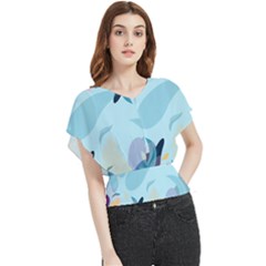 Nature Leaves Plant Background Butterfly Chiffon Blouse