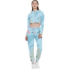 Nature Leaves Plant Background Cropped Zip Up Lounge Set