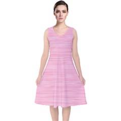 Pink Knitting V-neck Midi Sleeveless Dress  by goljakoff