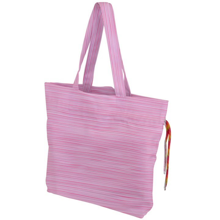 Pink knitting Drawstring Tote Bag