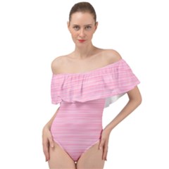 Pink Knitting Off Shoulder Velour Bodysuit  by goljakoff