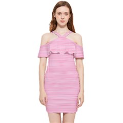 Pink Knitting Shoulder Frill Bodycon Summer Dress by goljakoff