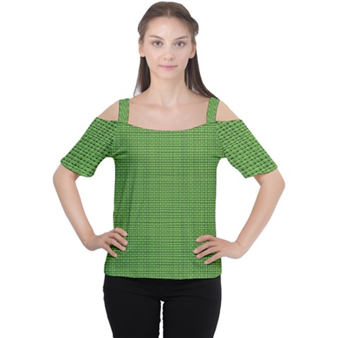 Green Knitting Cutout Shoulder Tee by goljakoff