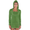 Green knitting Long Sleeve Hooded T-shirt View1