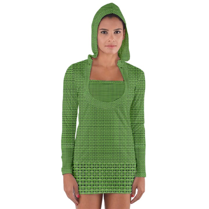 Green knitting Long Sleeve Hooded T-shirt