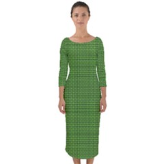 Green Knitting Quarter Sleeve Midi Bodycon Dress by goljakoff