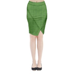 Green Knitting Midi Wrap Pencil Skirt