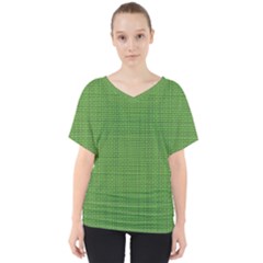 Green Knitting V-neck Dolman Drape Top by goljakoff