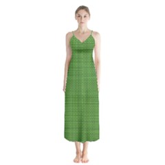 Green Knitting Button Up Chiffon Maxi Dress by goljakoff