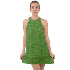 Green Knitting Halter Tie Back Chiffon Dress by goljakoff