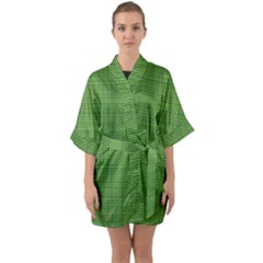 Green Knitting Half Sleeve Satin Kimono  by goljakoff