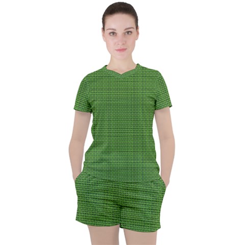 Green Knitting Women s Tee And Shorts Set by goljakoff