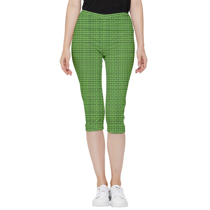 Green knitting Inside Out Lightweight Velour Capri Leggings 