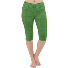 Green Knitting Lightweight Velour Cropped Yoga Leggings by goljakoff