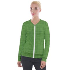 Green Knitting Velvet Zip Up Jacket by goljakoff