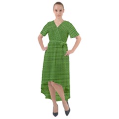 Green Knitting Front Wrap High Low Dress by goljakoff