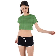 Green Knitting Tie Back Short Sleeve Crop Tee by goljakoff