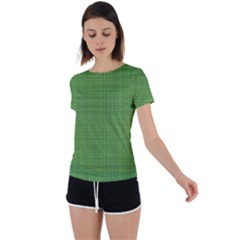 Green Knitting Back Circle Cutout Sports Tee by goljakoff