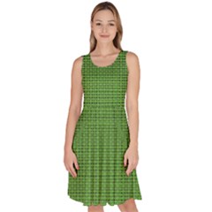 Green Knitting Knee Length Skater Dress With Pockets by goljakoff