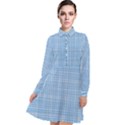 Blue knitting Long Sleeve Chiffon Shirt Dress View1