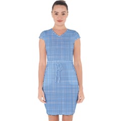 Blue Knitting Capsleeve Drawstring Dress  by goljakoff