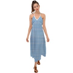 Blue Knitting Halter Tie Back Dress  by goljakoff