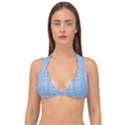 Blue knitting Double Strap Halter Bikini Top View1