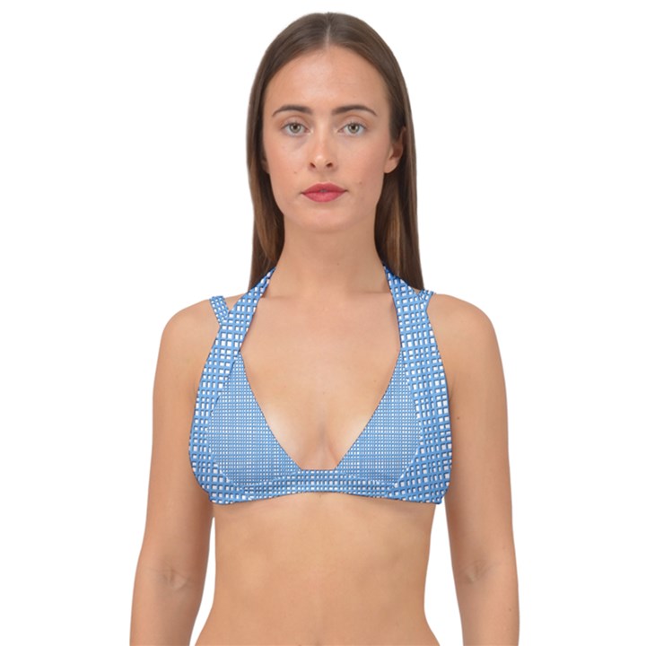 Blue knitting Double Strap Halter Bikini Top