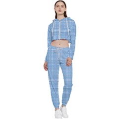 Blue Knitting Cropped Zip Up Lounge Set by goljakoff