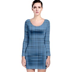 Blue Knitting Pattern Long Sleeve Bodycon Dress by goljakoff