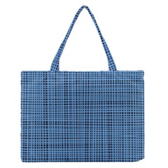 Blue Knitting Pattern Zipper Medium Tote Bag by goljakoff