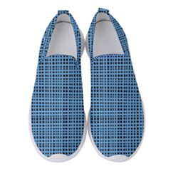 Blue Knitting Pattern Women s Slip On Sneakers by goljakoff