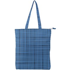 Blue Knitting Pattern Double Zip Up Tote Bag