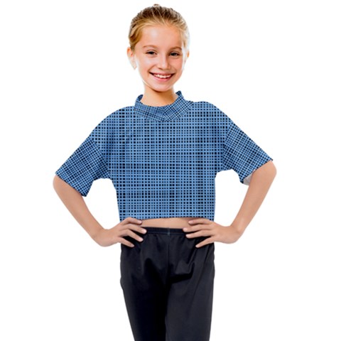 Blue Knitting Pattern Kids Mock Neck Tee by goljakoff