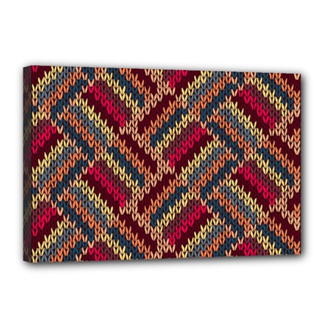 Geometric Knitting Canvas 18  X 12  (stretched) by goljakoff