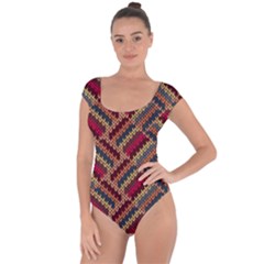 Geometric Knitting Short Sleeve Leotard  by goljakoff