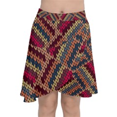 Geometric Knitting Chiffon Wrap Front Skirt by goljakoff