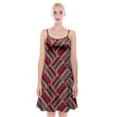 Geometric Knitting Spaghetti Strap Velvet Dress by goljakoff