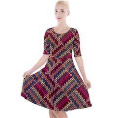 Geometric Knitting Quarter Sleeve A-line Dress by goljakoff