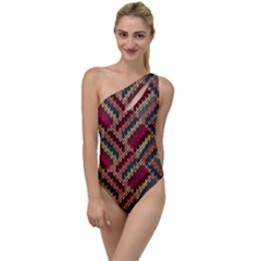 Geometric Knitting To One Side Swimsuit by goljakoff